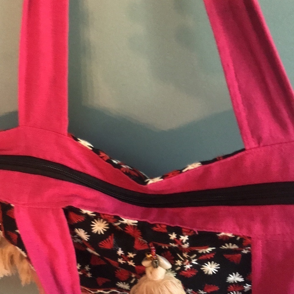 Small boho tote. Beaded shells, embroidery. Mixed media. Patchwork. Beach summer - Picture 5 of 11